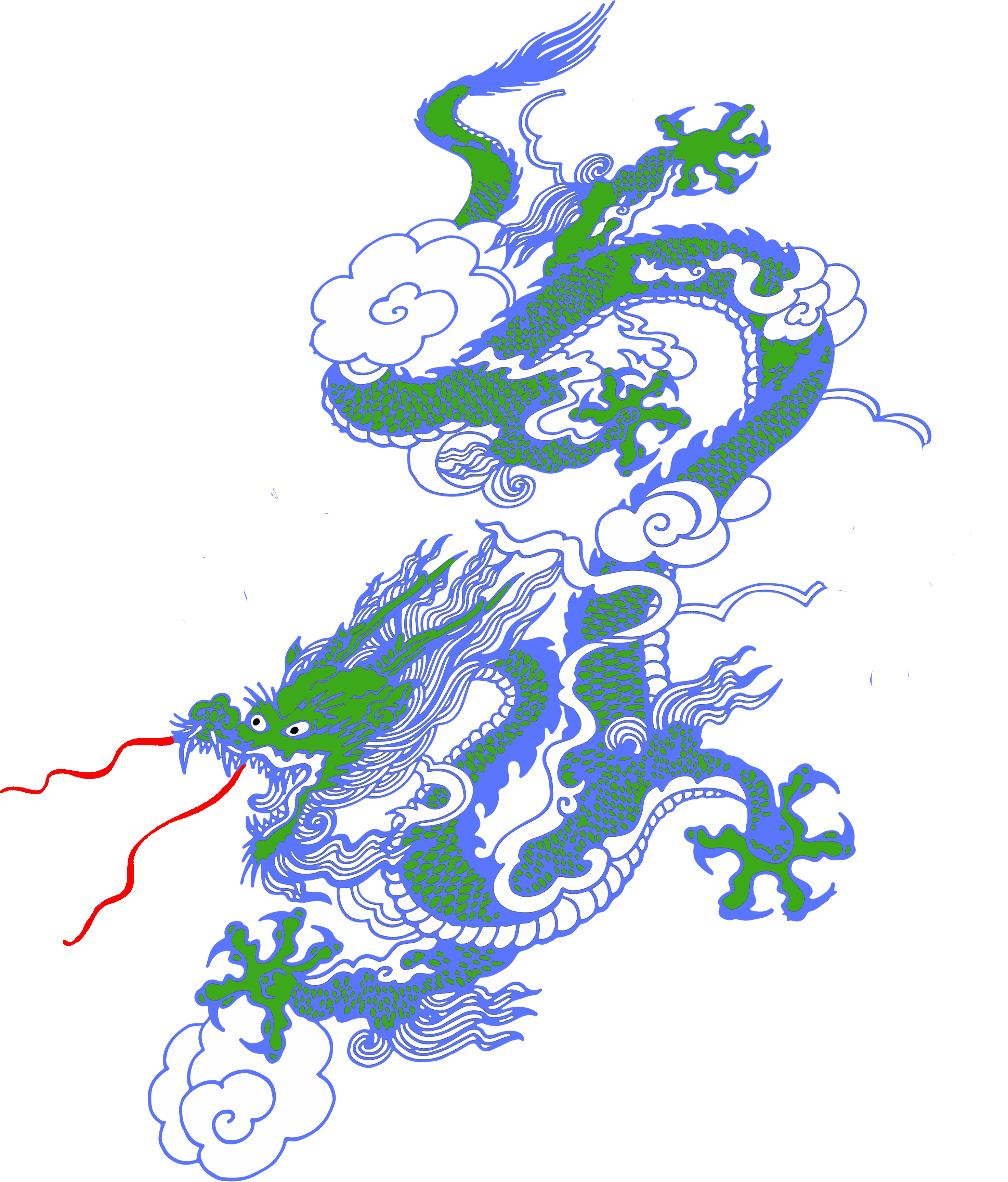 flying dragon with fierce expression