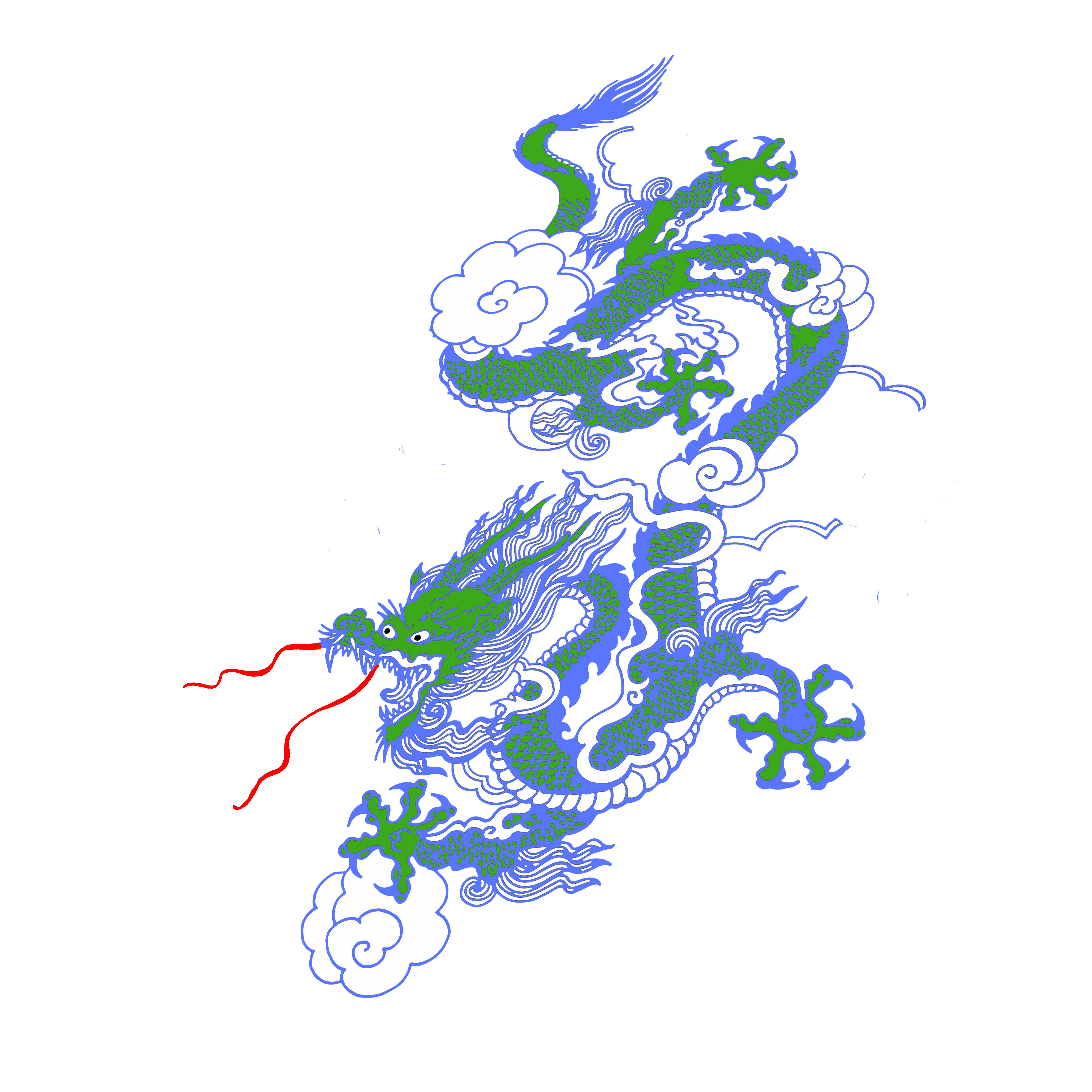 flying dragon with fierce expression
